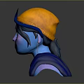 Cute Blue Skinned Elf Eared Character Wearing Yellow Hat With Large Purple Eyes