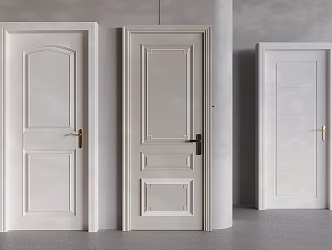 Modern Cream Swing Door Solid Wood Single Door 3d model