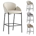 Modern Upholstered Bar Stools With Metal Frame Armrest And Multiple Color Options 3d model