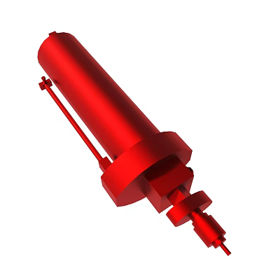 High Quality Red Hydraulic Cylinder For Heavy Duty Industrial Machinery 3d model