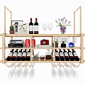 Stylish Modern Wine Racks With Wine Bottles Glasses Plants And Decorative Items