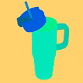 Stanley Light Blue Gradient Insulated Tumbler With Green Lid Straw And Handle