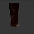 Black Leather Boot Shaped Combat Weapon With Metallic Accents And Sharp Edges Design