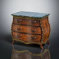 Classical Wooden Chest of Drawers With Gold Accents And Green Marble Top