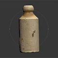 Hand Carved Off White Bottle Shaped Sculpture With Textured Surface And Round Cap