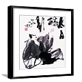Ink Wash Abstract Painting With Black And White Tones And Red Seal Stamp