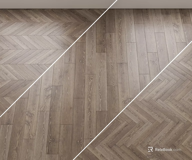 Natural Wooden Flooring With Herringbone And Straight Patterns For Modern Interior Design 3d model