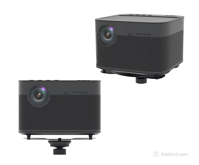 Dual Projection Monitoring Devices With Sleek Black Exterior And Stable Stand Base 3d model 