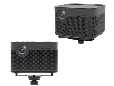 Dual Projection Monitoring Devices With Sleek Black Exterior And Stable Stand Base 3d model