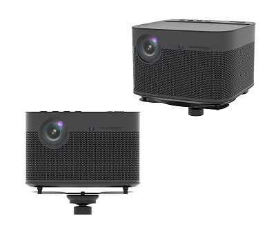 Dual Projection Monitoring Devices With Sleek Black Exterior And Stable Stand Base 3d model