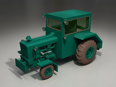 Green Vintage Tractor Model With Large Wheels And Enclosed Cab Design 3d model