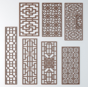 Chinese-style openwork window with ancient patterns 3d model