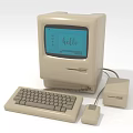 Vintage Computer With Monitor Keyboard Mouse And Floppy Disk Drive Showing Hello Text