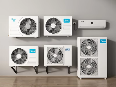 Air Conditioner Fans Showcase With Multiple Units And Different Models For Home Use 3d model