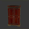 Classic Red Traditional Cabinet With Double Doors And Elegant Wooden Design