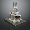Vintage Stone Fountain With Ornate Lion Head Design And Pedestal Basin