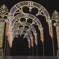 Gorgeous Decorated Archway With Colorful LED Lights Ornate Pillars And Festive Sparkling Design