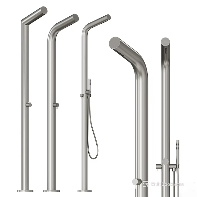Stainless Steel Shower System With Adjustable Components And Modern Design Features 3d model