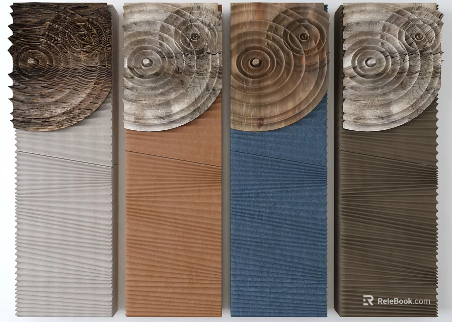 Modern Textured Vertical Wall Decor With Spiral Patterns And Colorful Striped Design 3d model