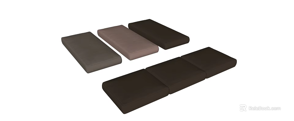 Bay Window Soft Cushions in Different Colors for Home Decor Design 3d model