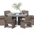 Modern Dining Table and Chair Combination Round Table Dining Table and Chair Combination 3d model