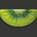 Fresh Green Kiwi Slice With Black Seeds On Reflective Surface 3d model