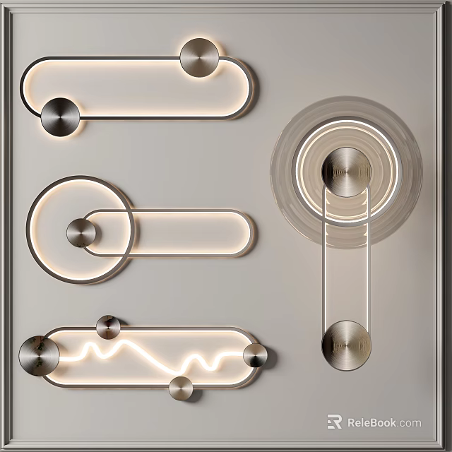 Minimalist Modern Wall Lights With Sleek Metal Frames LED Strips And Circular Linear Designs 3d model 
