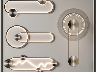 Minimalist Modern Wall Lights With Sleek Metal Frames LED Strips And Circular Linear Designs 3d model