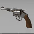 Vintage Revolver With Wooden Grip And Metal Body On Dark Background