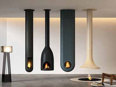 Modern Hanging Fireplaces with Various Design Styles for Interior Space 3d model