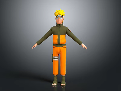 Anime Naruto Character with Spiky Yellow Hair and Orange Jumpsuit Appearance 3d model