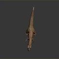 Orange T-Rex Dinosaur Model In Standing Pose With Textured Skin And Reflection