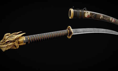 Japanese-style samurai sword 3d model