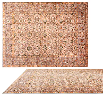 Traditional Persian Square Area Rug With Ornate Border And Intricate Geometric Floral Designs 3d model