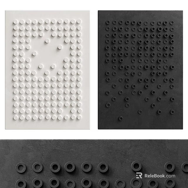 Stylish Wall Decor With Circular Shapes In White And Black 3d model