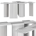 Elegant Modern Console Table With Golden Vertical Stripes And Black Top 3d model