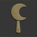 Traditional Decorative Wooden Crescent Shaped Weapon With Carved Texture And Handle Design