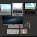 Modern Computer Setup Featuring Laptops Desktop With Different Screen Displays Keyboard Mouse And Accessories 3d model