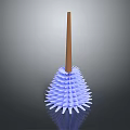 Blue Bristle Toilet Brush With Wooden Handle Conical Design For Household Cleaning