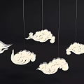 White Cloud Shaped Chandeliers Hanging In Modern Decorative Interior Design 3d model
