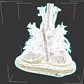 Human Heart Anatomical Model With Red Blue Blood Vessels On Yellow Base