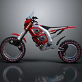 Red and Black Modern Motorcycle With Sleek Body And Rugged Off Road Tires
