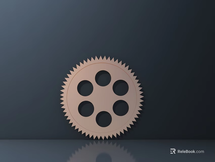 Copper Colored Hardware Tool Gear With Multiple Teeth And Holes On Dark Gray Background 3d model 