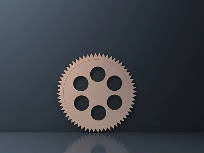 Copper Colored Hardware Tool Gear With Multiple Teeth And Holes On Dark Gray Background 3d model