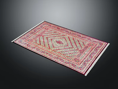 Traditional Decorative Rug With Intricate Geometric Patterns And Vibrant Color Tones 3d model
