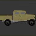 Yellow Vintage Utility Pickup Truck With Off Road Tires