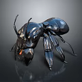 Shiny Black Ant 3D Model on Dark Background with Glossy Reflection 3d model
