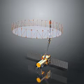Space Satellite With Deployable Circular Mesh Antenna And Solar Panels 3d model