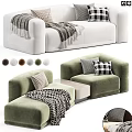 Comfortable Sectional Sofa With Pillows Blanket And Multiple Color Options 3d model