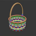 Wicker Storage Basket With Rope Handle For Household Everyday Use 3d model